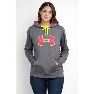 Under Armour Women’s Hoodie Small Gray Neon Pink Yellow Pullover Sweatshirt